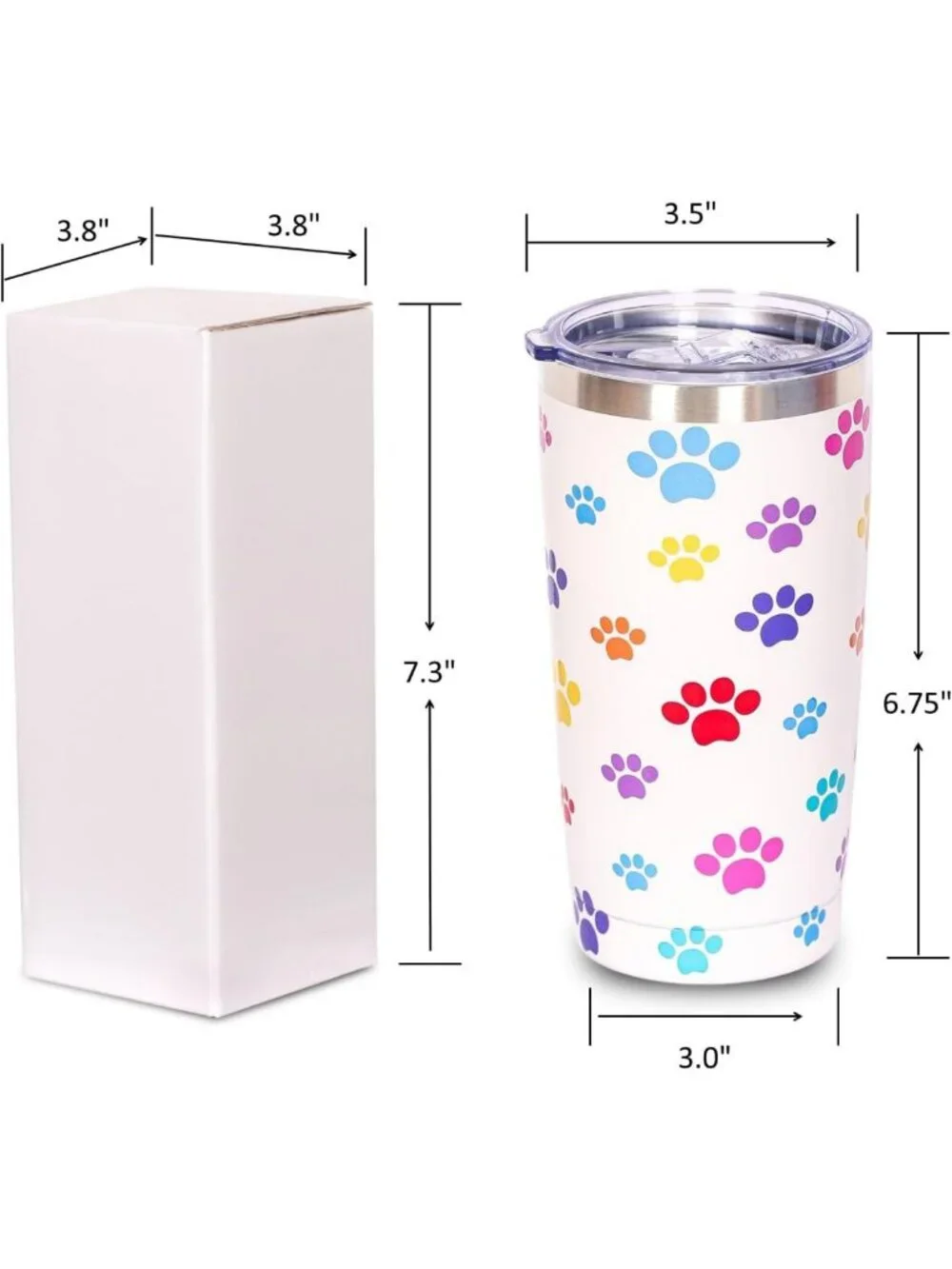 20oz Insulated Dog Mom Tumbler Mug with Paw Print - Hot & Cold Beverages